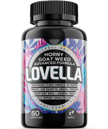 Hornygoatweed Women - Libido Booster for Women Mood Energy & Hormone Balance for Women w. Maca Root - Female Libido Booster w. Ginseng - Libido Supplement for Women w. Tribulus terrestris -60ct USA
