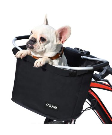 COFIT Detachable Bike Basket, Multi-Purpose Bicycle Handlebar Basket for Pet, Shopping, Commuter, Camping and Outdoor Basic Black