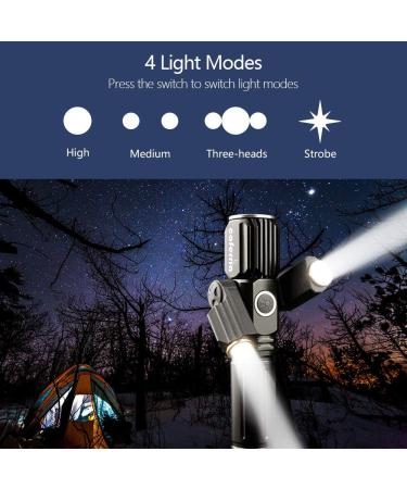 Caferria 1000 Lumens LED Tactical Flashlight | Rechargeable Handheld Torch for Outdoor Activities | Waterproof, Zoomable, 4 Modes - Buy Online on GoSupps.com