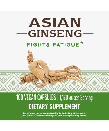 Nature's Way Asian Ginseng 120mg Capsules - Vegan Formula for Fighting Fatigue - 100 Count - Buy Online on GoSupps.com