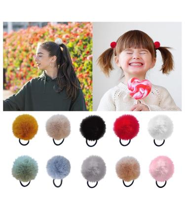 Tonsee Pompom Hair Ties - Fluffy Black Elastic Hair Band & Cute Plush Ball Ponytail Holder for Girls - Shop Internationally! - Buy Online on GoSupps.com