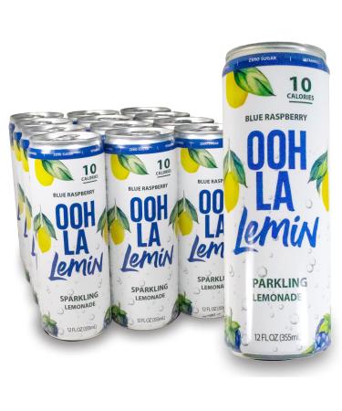 Ooh La Lemin Sparkling Blue Raspberry Lemonade, All Natural, 10 Calorie, Vitamin C, 12 fl oz, 12 pack