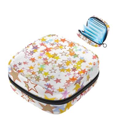 Storage bags for women's bandages with a colorful star pattern large menstrual cup pocket with zipper periodic inserts bags panty liners tampons for girls and women multicolored 06
