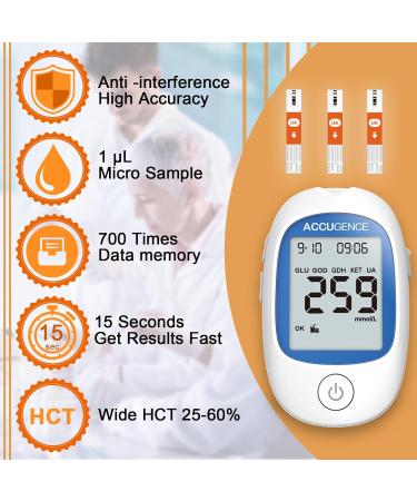 ACCUGENCE Uric Acid Test Kit with 3in1 Meter - Fast Results for Home Testing | 25 Test Strips Included - UK mmol/L - Buy Online on GoSupps.com