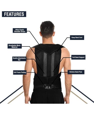A&X Bravo Posture Corrector for Men and Women - Adjustable Lumbar Support Brace for Improved Posture and Pain Relief - Black (Size M) - Buy Online on GoSupps.com