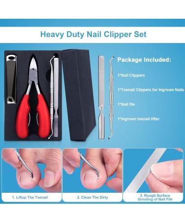 Orelex Professional Toenail Clipper Set - Sharp Stainless Steel Nail Clippers for Ingrown Toenails - Set of 4 with Soft Handle - Ideal for Pedicure Care - Buy Online on GoSupps.com