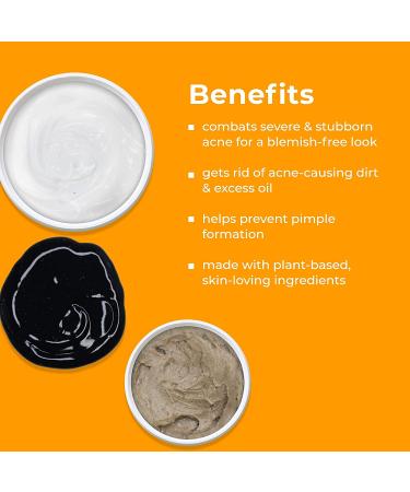 Tree Active 3-Step Acne Treatment Kit with Charcoal Face Wash, Bentonite Pimple Spot Clay, Salicylic Acid Moisturizer + Bonus Blemish Patches - 60-Day Supply for Teens and Adults - Buy Online on GoSupps.com