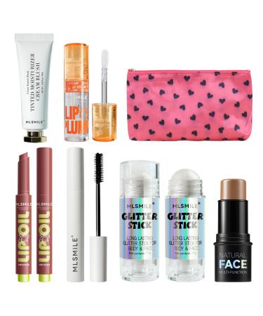 Makeup Set Full Kit for Girls Teens Women All in One Makeup Kit for Women Lipstick Mascara Lip Gloss Blush Highlighting Stick Contour Stick Make Up Set for Women Full Kit SET A