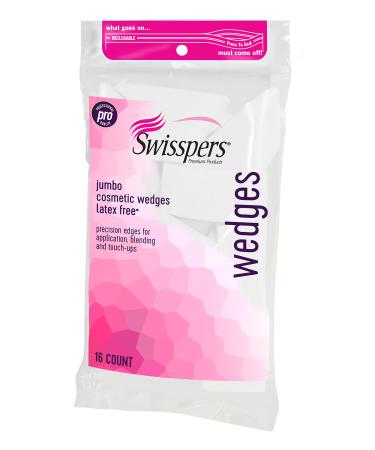 Swisspers Premium Pro Cosmetic Wedges, Latex-Free Makeup Wedge, Jumbo Size, 16 Count Bag 16 Count (Pack of 1) Wedge -16 Count Bag