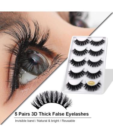 Buy 5 Pairs of Long Thick 3D Imitated Water Mane Eyelashes - Handmade & Reusable for Cosplay - Invisible Band - Black - Buy Online on GoSupps.com