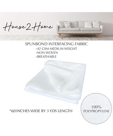 House2Home 60 x 3 Yards Nonwoven Polypropylene Fabric | Medium Weight Sewing Interfacing & Filter Material - Buy Online on GoSupps.com
