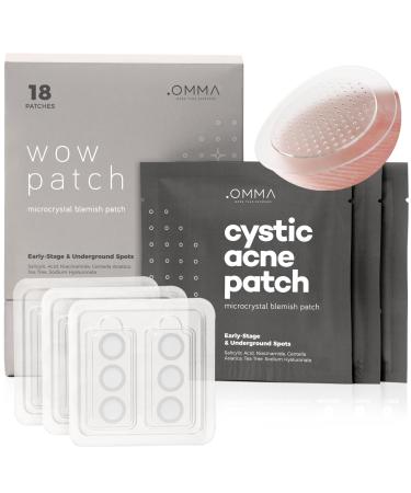 OMMA Micropoint Acne Patch Cystic Acne Patches | Efficient Pimple Patches Microneedle Dark Spot Patches for Early-Stage Painful Zits | Korean Pimple Patch with Salicylic Acid | 18 Zit Stickers