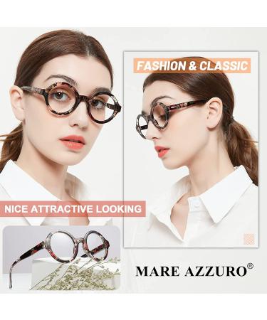 Stylish MARE AZZURO Round Reading Glasses 1.50 Women | Brown 1.5x Magnification - Buy Online on GoSupps.com