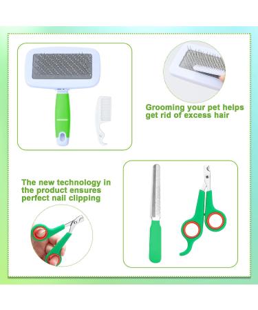 MIAOZ Rabbit Care Set with Nail Clippers and Trimmer Pet Hair Remover Long and File Flea Comb Shampoo Bath Brush for Rabbits Puppies Kittens Guinea Pigs Ferrets Small Animals (Green) - Buy Online on GoSupps.com