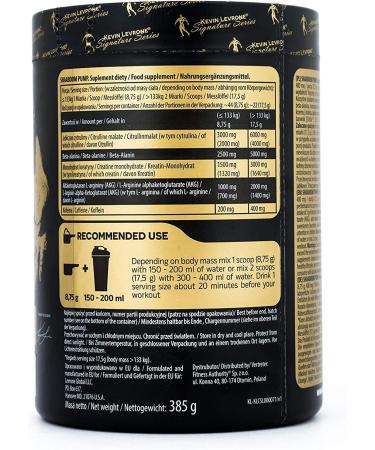 Kevin Levrone Shaaboom Pump Black Line Pre-Workout Booster - 385g Citrus Peach | Hardcore Pump Powder with Citrulline & Caffeine - Buy Online on GoSupps.com