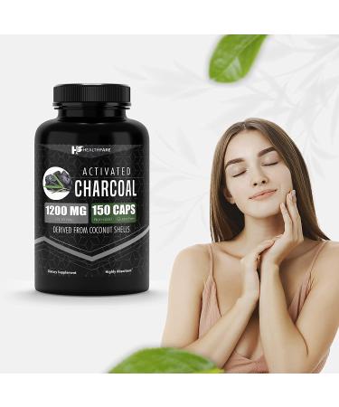 Healthfare Activated Charcoal Capsules 1200mg - 150 ct - Coconut Shell Derived, Highly Absorbent - Non-GMO - Made in USA - Buy Online on GoSupps.com