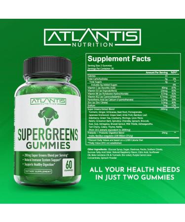 Atlantis Nutrition Supergreens 60 Gummies + Testosterone Booster 2-Pack (120 Gummies) - Buy Online on GoSupps.com