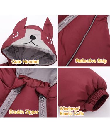 JiAmy Baby Girls' Burgundy Snowsuit Romper Hooded Jumpsuit | Winter Infant Snow Wear Outfit | 9-12 Months - Buy Online on GoSupps.com