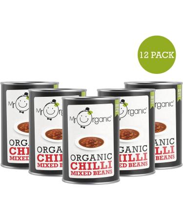Mr Organic - Organic Chilli Mixed Beans 400g (Pack of 12) - Non GMO & Preservative Free - Gluten Free & Vegan - Spicy Mixed Beans for Easy Home Cooking 400g(Pack of 12) - Buy Online on GoSupps.com