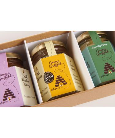 Trio of British and Welsh Honey Boxed Gift Set (3x142g) | Raw Welsh Honey | Single Origin Honey British Raw Unpasteurised Natural Honey | Honey Lover Gifts - Buy Online on GoSupps.com