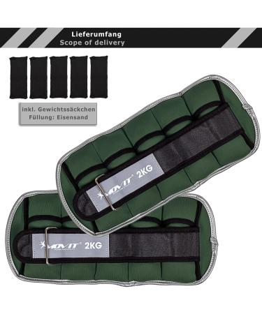 Buy MOVIT Set of 2 Neoprene Weight Cuffs - Adjustable 2x 2.0kg with Reflectors | Olive Green - International Shipping Available - Buy Online on GoSupps.com