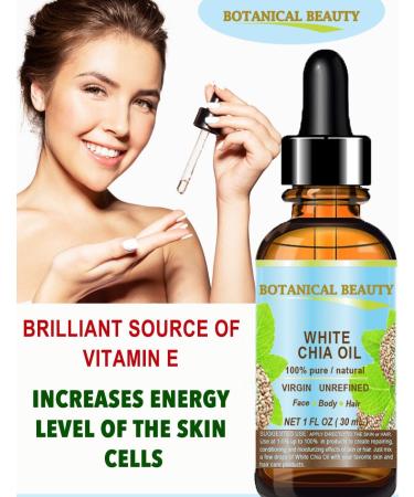 Botanical Beauty WHITE CHIA SEED OIL 100% Pure Natural Virgin Unrefined Cold-Pressed Carrier Oil 2 Fl Oz 60 ml for Face Skin Body Hair Lip Nails. Rich in vitamin E - Buy Online on GoSupps.com