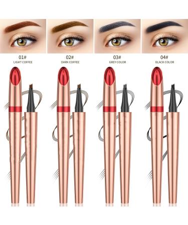 Eyebrow Pencil 4 Tip Eyebrow Pen Smudge-Proof Brow Pen Waterproof Eyebrow Pencil Long-Lasting Natural Eye Brow Pencils for Women (Light coffee) - Buy Online on GoSupps.com