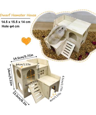 Eyksta Wooden Multi-Chamber Hamster House | Dwarf Hamster Accessories & Hiding Plants - 14.5x15.5x14 - Buy Online on GoSupps.com