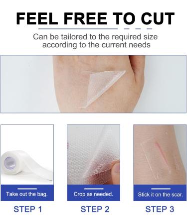 Yissone 1.6x120 Reusable Silicone Scar Sheets - for Softening and Flattening Scars - Silicone Scar Tape Roll - Buy Online on GoSupps.com