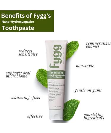 Fygg Fluoride-Free Toothpaste (4 oz) with Travel-Size (0.7 oz) Mild Mint | Nano-Hydroxyapatite Formula for Sensitive Teeth Whitening & Enamel Repair - Buy Online on GoSupps.com