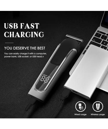 Layhou 6-in-1 Men's Hair Clipper Set Hair Trimmer Beard Shaver Engraving Head Electric Body Nose Hair Trimmer Haircut Kit with Limit Combs IPX7 Fully Washable USB Rechargeable with LCD Display - Buy Online on GoSupps.com