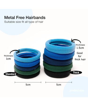 Basic Sense Regular Hair Ties - Premium Cotton Mixed Seamless Elastics Soft & Strong Hold Metal-Free for Daily Comfort Regular Blue M Blue - Buy Online on GoSupps.com