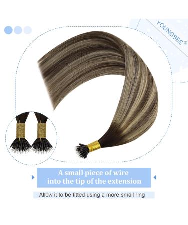 Youngsee Nano Ring Hair Extensions - Real Hair Balayage Dark Brown & Ash Blonde Ombre - 35cm 50g 1g/s - Shop Now! - Buy Online on GoSupps.com