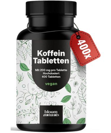 High Dosed Caffeine Tablets - 400 Tablets - 200mg Caffeine Per Tablet - Vegan - Lab Tested & Made in Germany - Lab Tested - P