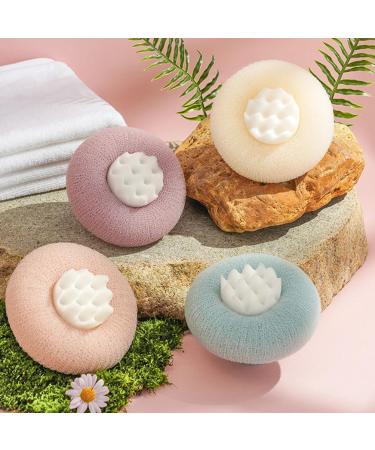 Super Soft Sunflower Suction Cup Bath Ball - 2024 | 2-in-1 Exfoliating Sponge Pouf for Men & Women - Purple - Buy Online on GoSupps.com