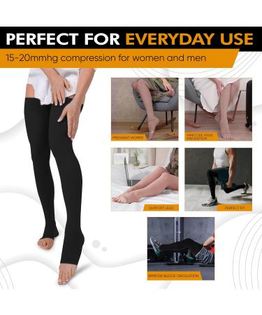 Doc Miller Thigh High Open Toe Compression Hose 30-40 mmHg - Opaque Stockings XX-Large Black for Enhanced Circulation | International Shipping Available - Buy Online on GoSupps.com