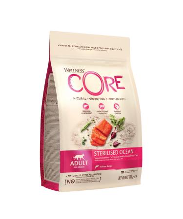 Wellness Core Sterilized Ocean cat food dry for sterilized cats grain -free high meat content salmon & tuna 300 g Adult Sterilized Ocean - salmon & tuna 300 g (1 Pack)