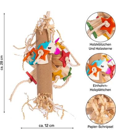HappyBird Unicorn Star-Roll | Eco-Friendly Shredding Toy for Parakeets & Small Parrots - Best Bird Toys for Happy Birds - Buy Online on GoSupps.com