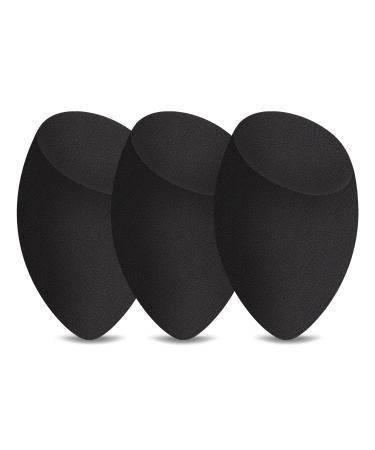 Makeup Sponges, 3-Pack Foundation Blending Beauty Sponge, Professional Beauty Makeup Set for Dry & Wet Use (Black) 3 Count (Pack of 1)