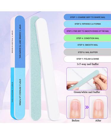 MELLIEX Nail File and Buffer Manicure Kit 12-Pack - Cuticle Trimmer, Nippers, Pusher, Brush, Toe Separator - Nail Care Set for Natural and Acrylic Nails (Multi-Colored) - Buy Online on GoSupps.com