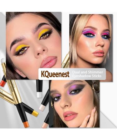 Double-ended Glitter Cream Eyeshadow Stick KQueenest Shimmer Pearl Eye Shadow Highlighter Pencil with Soft Brush Waterproof Long-lasting for Easy Eye Makeup Cosmetics 01# Pearl White - Buy Online on GoSupps.com