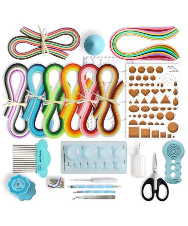 JUYA Paper Quilling Kit with 960 Strips and 14 Tools (Blue Tools  Width 3mm Have Glue) Width 3mm have Glue Blue Tools