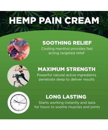 Maximum Strength Hemp Cream with Arnica & Menthol - 4 fl oz | Made in USA | Soothes Muscles, Joints, Back, Knees, Neck, Shoulders, Elbows - Buy Online on GoSupps.com