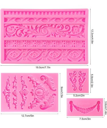 Rainmae 4 Pcs Baroque Fondant Silicone Molds - Flower Lace & Filigree Design for Cupcake Toppers & Crafting - Style 5 - Buy Online on GoSupps.com