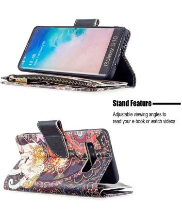Miagon 9 Card Slots Wallet Case for Samsung Galaxy S10 Colorful Zipper Wallet Cover PU Leather Magnetic Flip Folio Wrist Strap Stand Protective Bumper Elephant Flower Samsung Galaxy S10 Elephant Flower - Buy Online on GoSupps.com