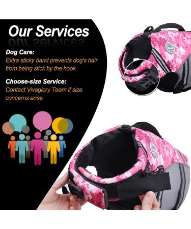 Vivaglory Camo Pink Dog Life Jacket - Durable & Adjustable Buoyancy Vest for Small Dogs (48-58 cm) - Buy Online on GoSupps.com