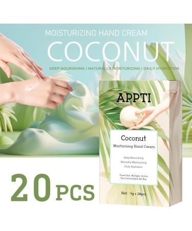 APPTI Moisturizing Hand Cream Day Clean Hand Lotion Travel Size Hand Cream Daily Moisturizing Hand Cream For Dry Hands - Coconut Fragrance Pack of 20 - Buy Online on GoSupps.com