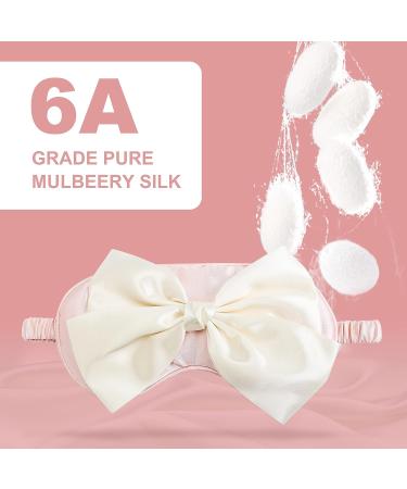Silk Eye Mask for Women - Fashionable Pink Bow Sleep Mask for a Good Night's Sleep - Buy Online on GoSupps.com