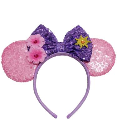 ZHENNAN Mouse Ear Headbands for Women and Girls Glitter Rapunzel Headbands Rapunzel Costume for Birthday Party Favors Prom Hair Accessories