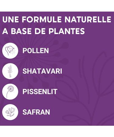 MENOPAUSE FORMULA | Hot Flashes Fatigue and Emotional Balance | Pollen Shatavari Dandelion Saffron and Vitamin B6 | 60 Capsules | Made in France - Buy Online on GoSupps.com